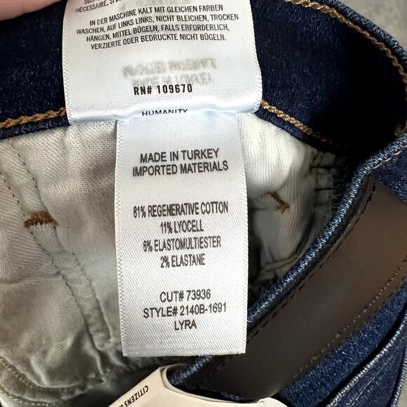 Citizens of Humanity Jeans Womens 29 Wide Leg Frayed Hem Cropped Dark Wash NWT - Picture 4 of 11